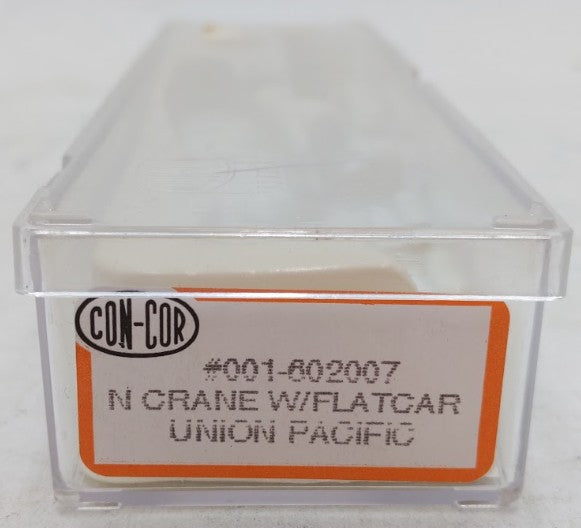 Con-Cor 001-602007 N Scale Union Pacific Crane #X-202A with Flatcar#X-202-B VG/Box