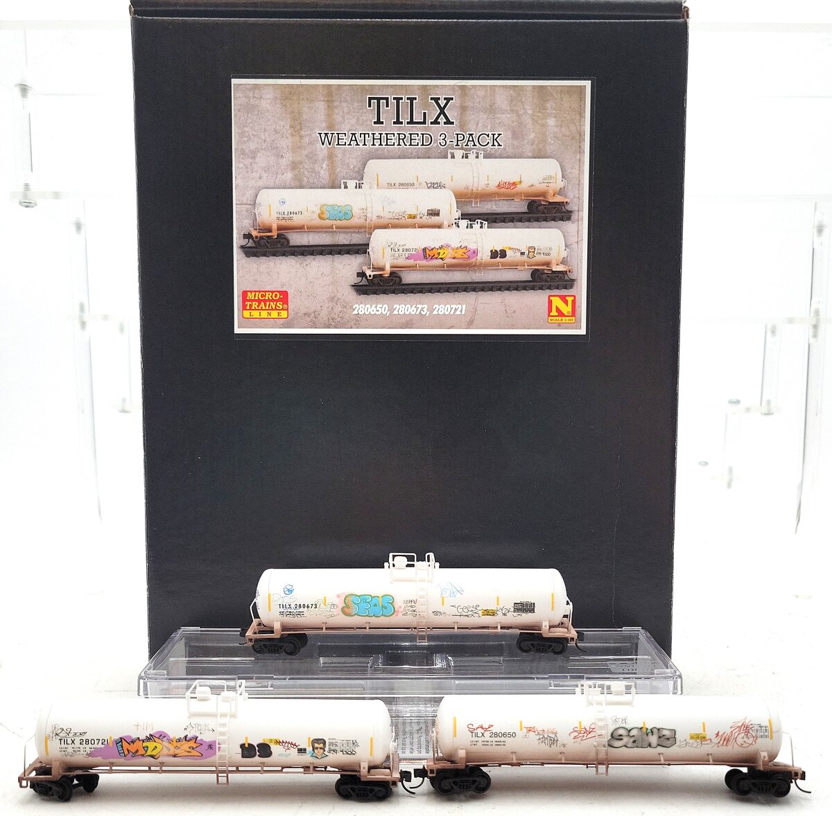 Micro-Trains 98305059 N TILX Weathered 56' Tank Car with Jewel Cases (Set of 3) EX/Box