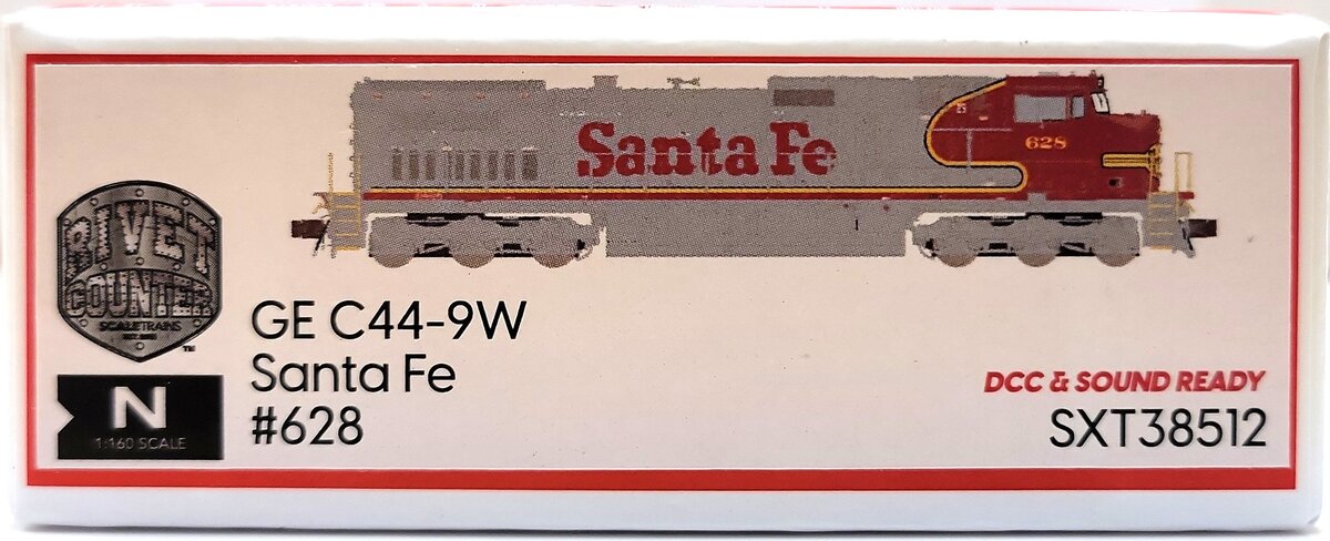 Scale Trains SXT38512 N Scale Santa Fe GE C44-9W Diesel Locomotive #628 LN/Box