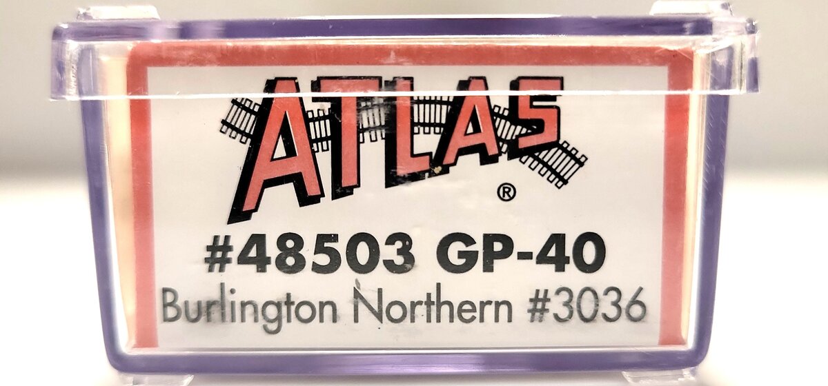 Atlas 48503 N Scale Burlington Northern GP-40 Diesel Locomotive #3036 EX/Box