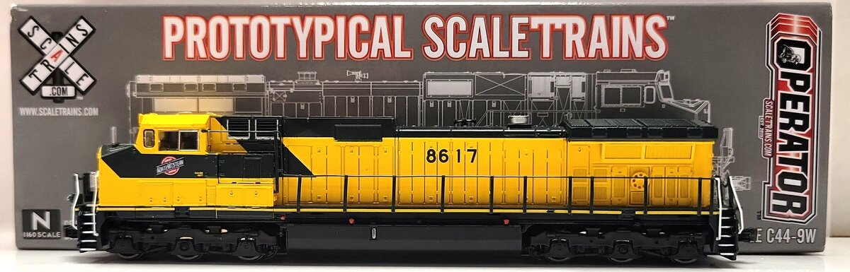 Scale Trains SXT10732 N Scale Chicago & Northwestern GE C44-9W Diesel Loco #8617 LN/Box