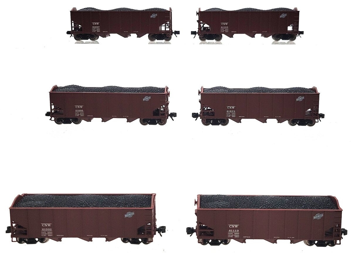 Broadway Limited 3123 N C&NW Class H2A 3-Bay Hopper w/Load Set A (Pack of 6) LN/Box