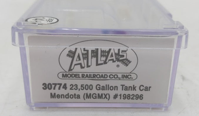 Atlas 30774 N Scale Mendota 23,500 Gallon Tank Car MGMX #198296 LN/Box