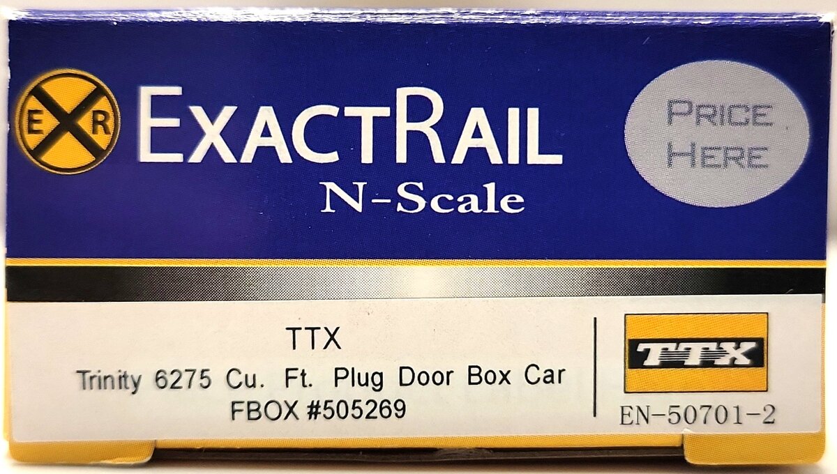 ExactRail EN-50701-2 N TTX Trinity 6275 Cu. Ft. Plug Door Box Car #505269 LN/Box