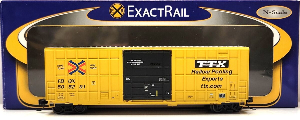 ExactRail EN-50701-3 N TTX Trinity 6275 Cu. Ft. Plug Door Box Car #505291 LN/Box