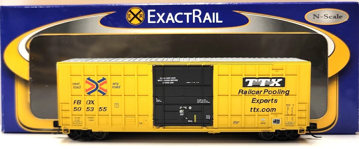 ExactRail EN-50701-5 N Scale TTX Trinity 6275 Cu. Ft. Plug Door Box Car #505355 LN/Box