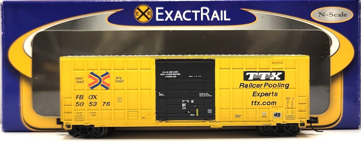ExactRail EN-50701-6 N TTX Trinity 6275 Cu. Ft. Plug Door Box Car #505376 LN/Box