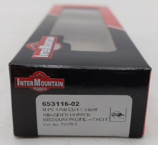InterMountain 653116-02 N Scale Missouri Pacific 3 Bay Rib-Sided Hopper #722761 EX/Box