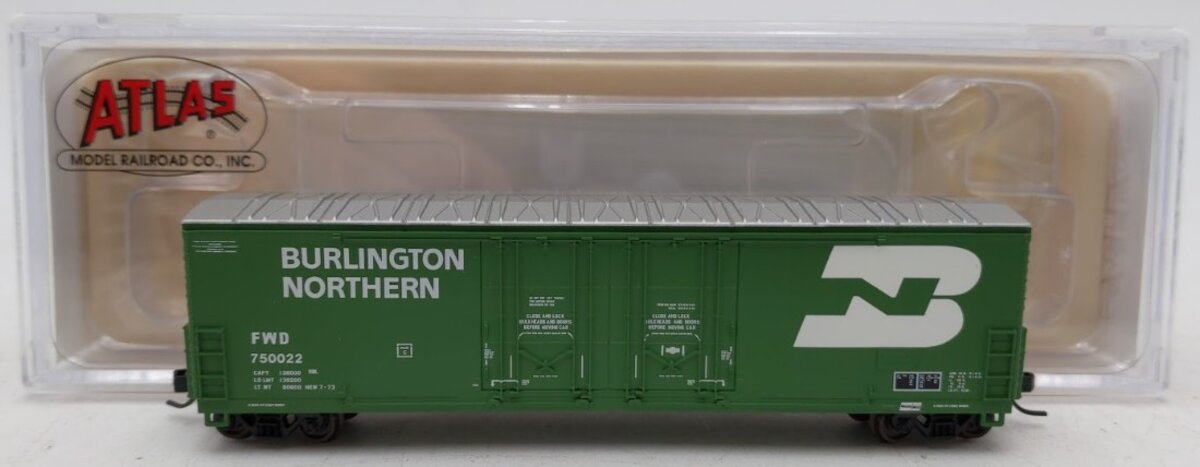 Atlas 50002287 N Burlington Northern Evans 53' Double Plug-Door Boxcar #750022 LN/Box