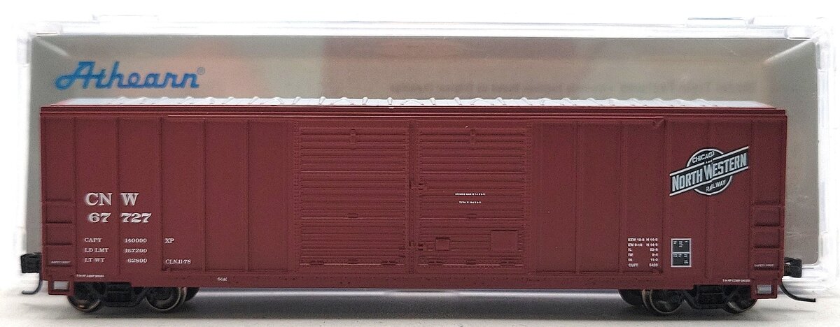 Athearn 17538 N Chicago & North Western 50' FMC Double Door Boxcar #67727 EX/Box