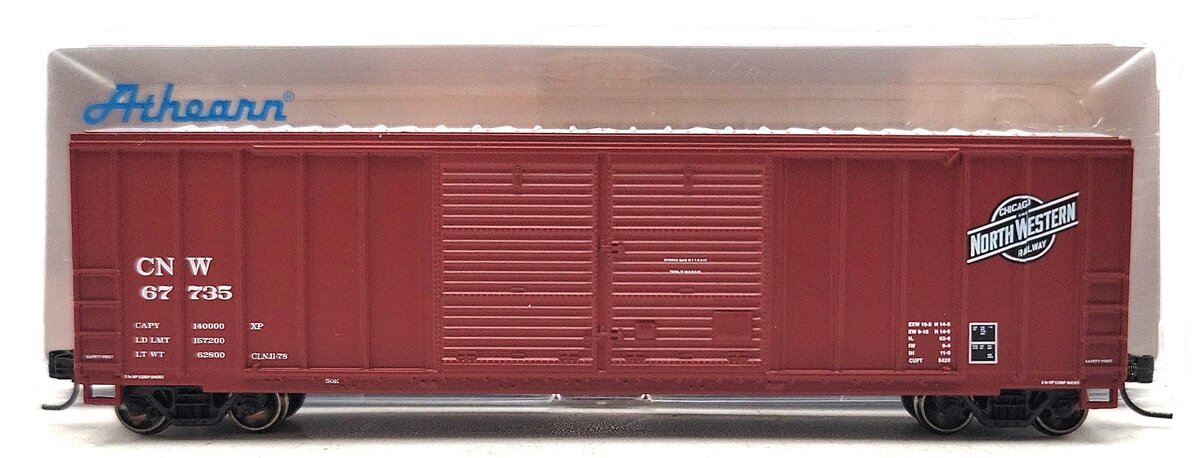 Athearn ATH17539 N Scale Chicago & Northwestern 50' DD Boxcar #67735 EX/Box