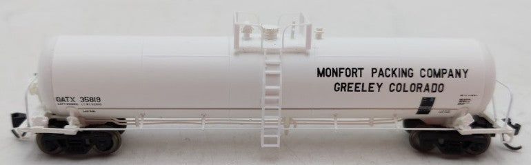 Atlas 50000199 N Scale Monfort Packing GATX 20,700 gal Tank Car #35819 EX/Box