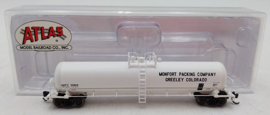 Atlas 50000199 N Scale Monfort Packing GATX 20,700 gal Tank Car #35819 EX/Box