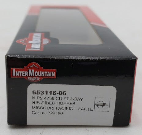 InterMountain 653116-06 N Scale Missouri Pacific 3 Bay Rib-Sided Hopper #723100 LN/Box