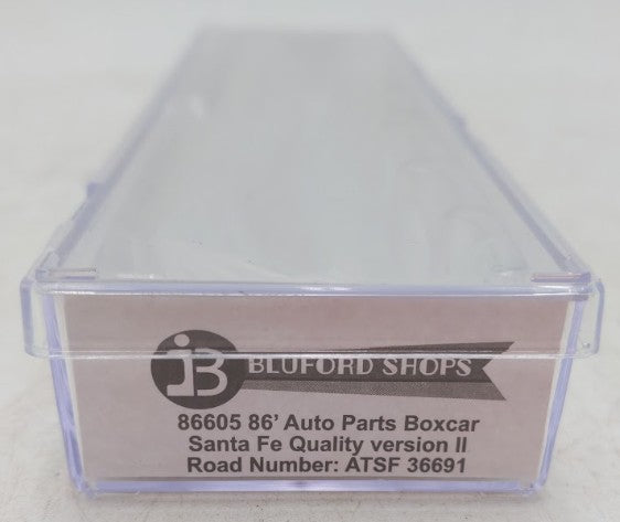 Bluford Shops 86605 N Scale ATSF PS 86' Auto Parts Double Door Boxcar #36691 EX/Box