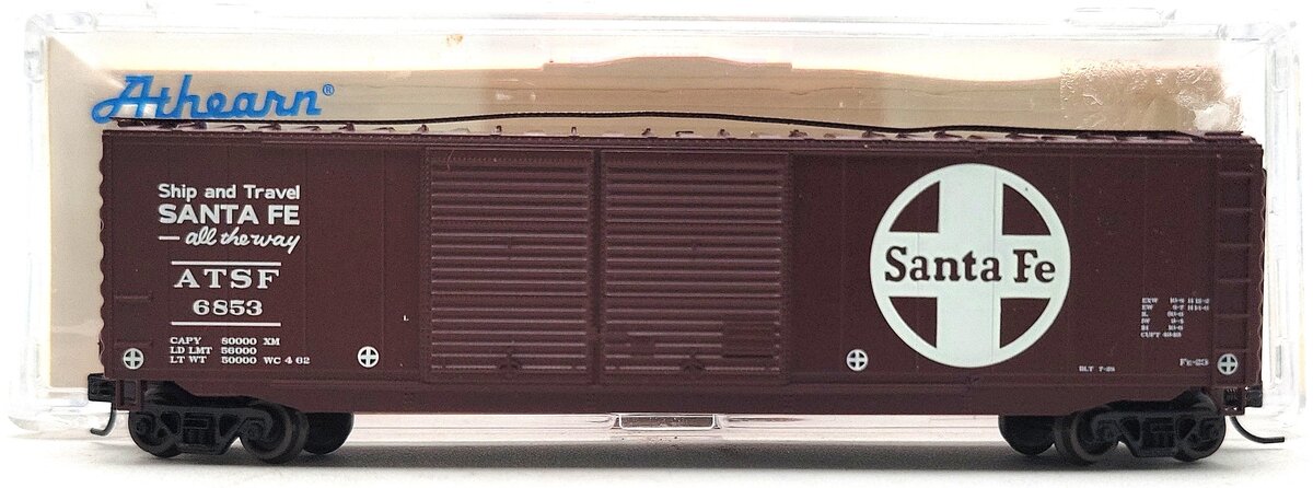 Athearn 14188 N Santa Fe 50' PS-1 Double Door Box Blue #6853  EX/Box