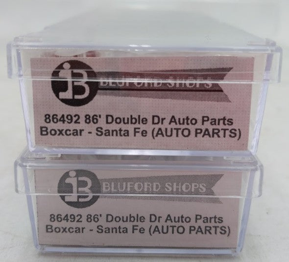 Bluford Shops 86492 N Santa Fe 86' Double Door Auto Parts Boxcar (Set of 2) EX/Box