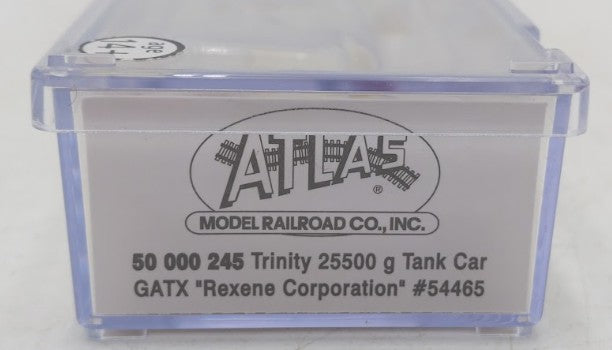 Atlas 50000245 N Scale GATX "Rexene Corporation" 25,500 Gallon Tank Car #54465 EX/Box
