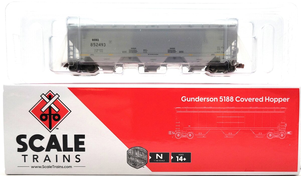 Scale Trains SXT33259 N Scale NOKL Gunderson 5188 Covered Hopper #852493 NIB