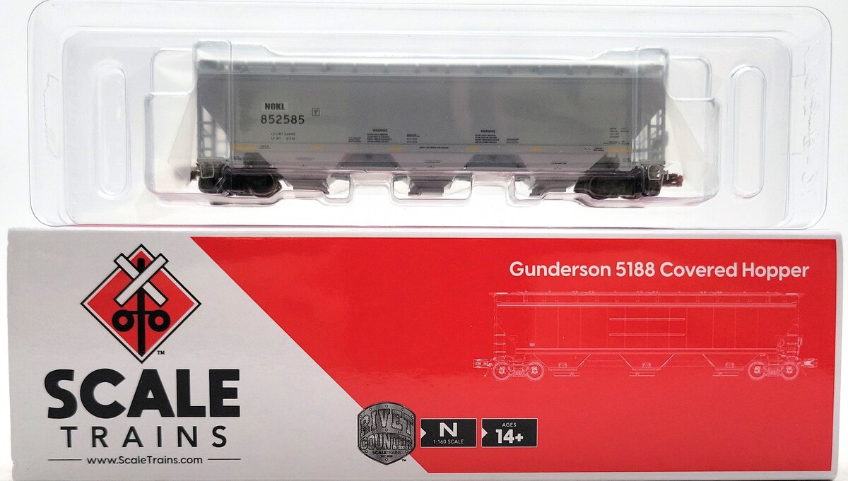 Scale Trains SXT33260 N Scale NOKL Gunderson 5188 Covered Hopper #852585 NIB