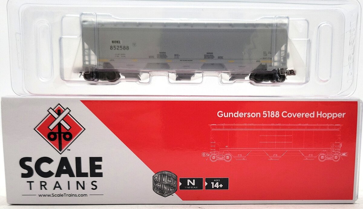 Scale Trains SXT33261 N NOKL Gunderson 5188 Covered 3 Bay Hopper #852588 NIB