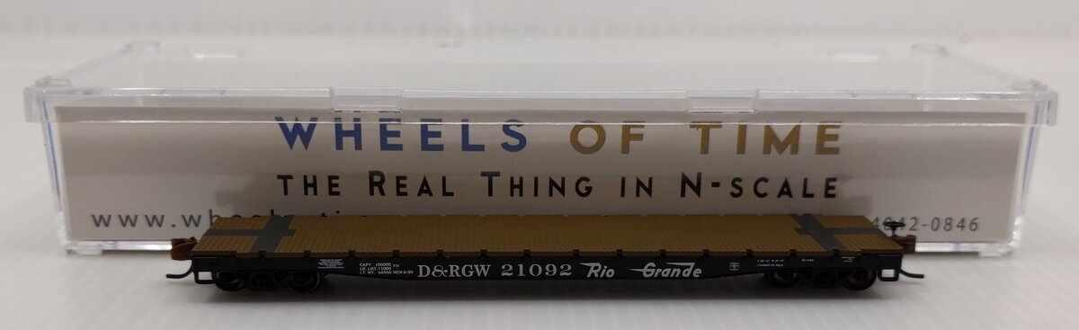 Wheels of Time 50109 N Scale D&RGW 53'6 Flatcar #21092 LN/Box