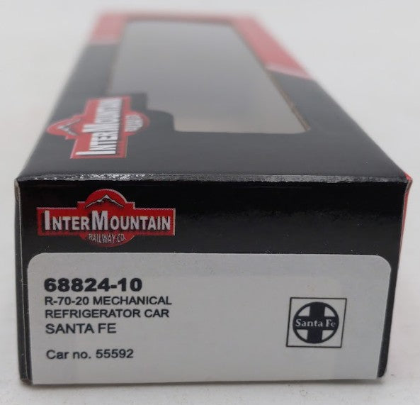 InterMountain 68824-10 N Scale Santa Fe R70-20 Mechanical Reefer Car #55592 EX/Box