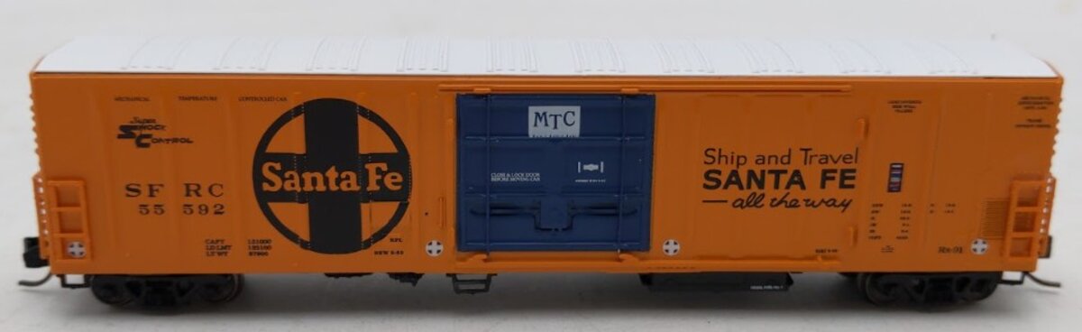 InterMountain 68824-10 N Scale Santa Fe R70-20 Mechanical Reefer Car #55592 EX/Box