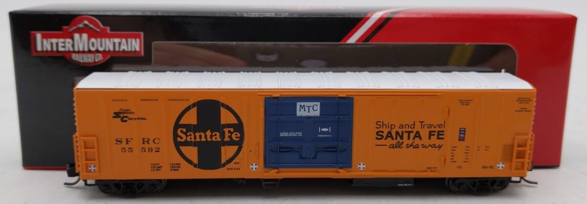 InterMountain 68824-10 N Scale Santa Fe R70-20 Mechanical Reefer Car #55592 EX/Box