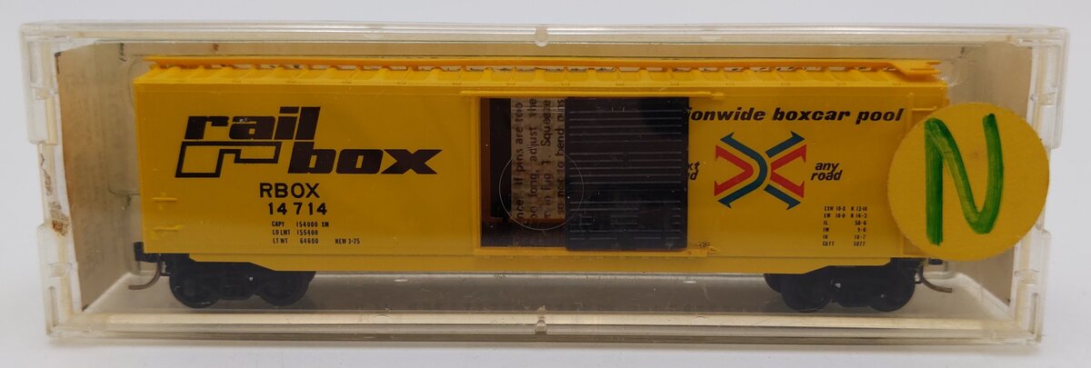 Micro-Trains 03100021 N Railbox 50' Standard Single Door Boxcar #14714 LN/Box