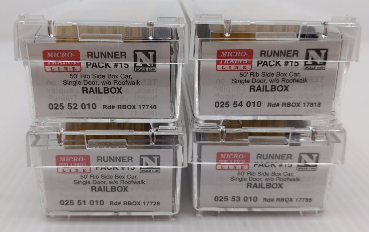 Micro-Trains 99300015 N Railbox 50' Single Door Rib Side Boxcar Runner Pack LN/Box