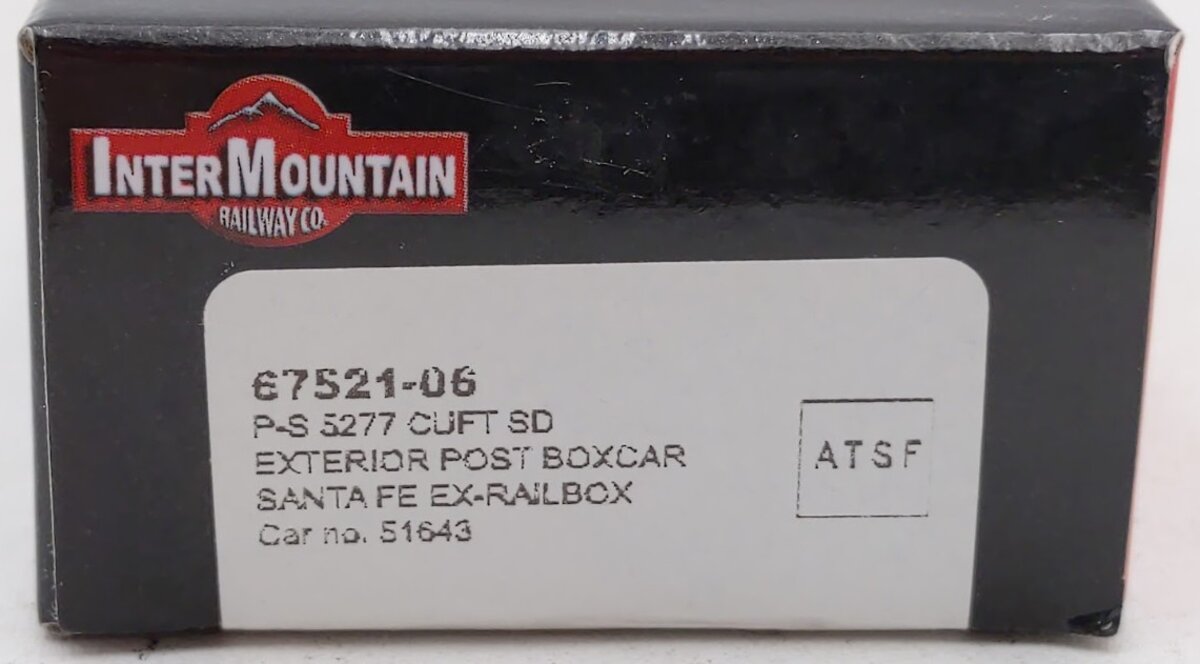 InterMountain 67521-06 N Scale ATSF Ex-Railbox PS Exterior Post Boxcar #51643 EX/Box