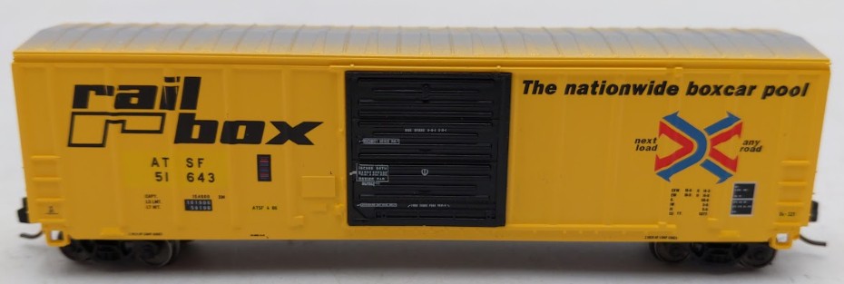 InterMountain 67521-06 N Scale ATSF Ex-Railbox PS Exterior Post Boxcar #51643 EX/Box