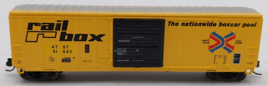 InterMountain 67521-06 N Scale ATSF Ex-Railbox PS Exterior Post Boxcar #51643 EX/Box