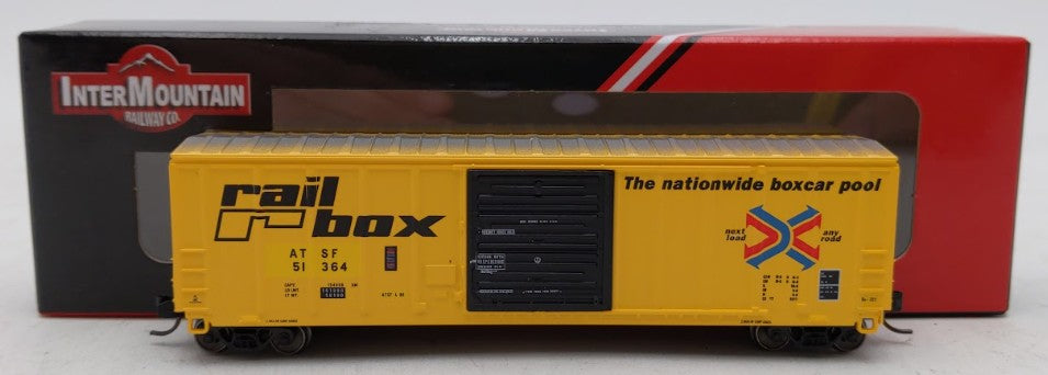 InterMountain 67521-01 N Scale ATSF Ex-Railbox PS Exterior Post Boxcar #51364 LN/Box