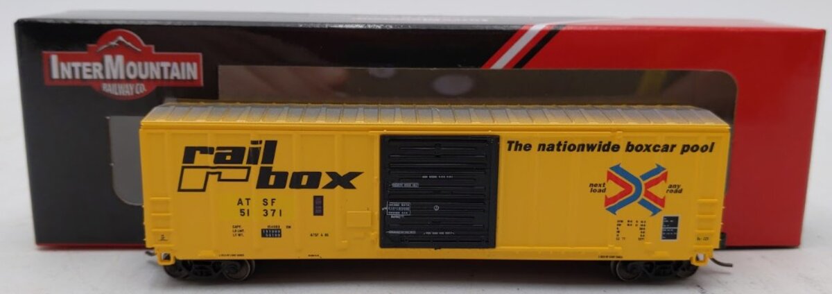 InterMountain 67521-02 N Scale ATSF Ex-Railbox Exterior Post Boxcar #51371 LN/Box