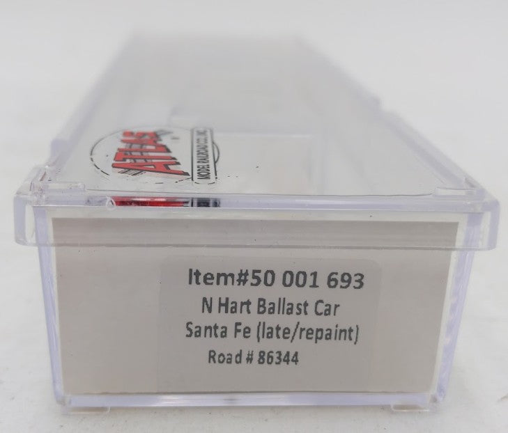 Atlas 50001693 N Scale Santa Fe Late/Repaint 70-Ton Hart Ballast Car #86344 LN/Box