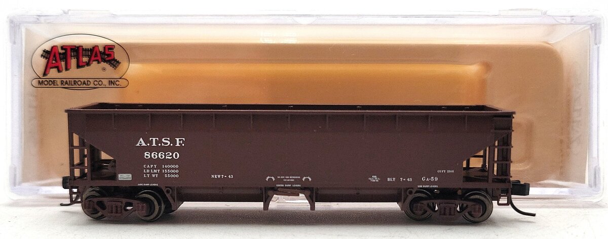 Atlas 34774-6 N Scale ATSF 70 Ton Hart Ballast Car #86620 LN/Box