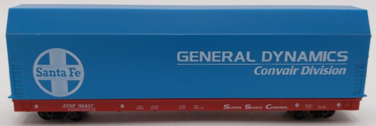 Hubert's Model RR Mfg N Scale Santa Fe Flat Car with General Dynamics Skybox EX/Box