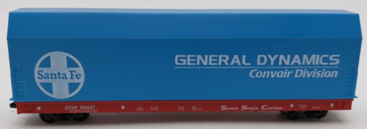 Hubert's Model RR Mfg N Scale Santa Fe Flat Car with General Dynamics Skybox EX/Box