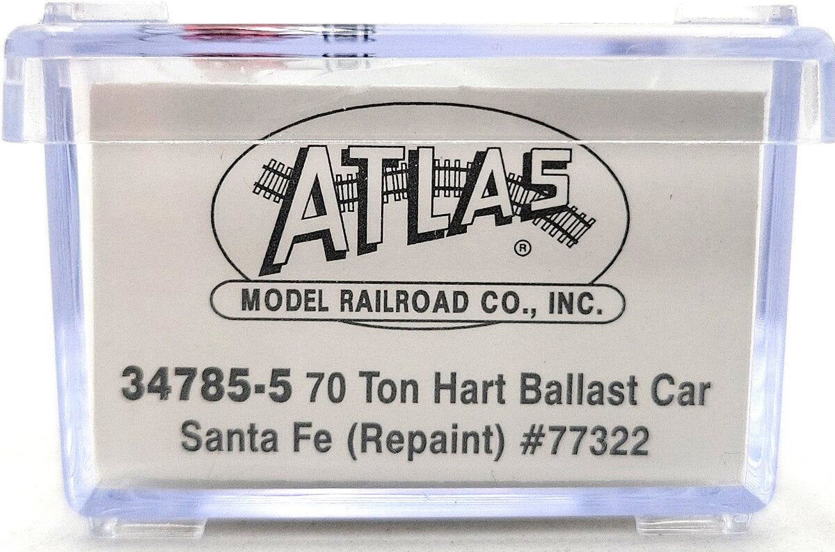Atlas 34785-5 N Scale Santa Fe 70 Ton Hart Ballast Car #77322 LN/Box