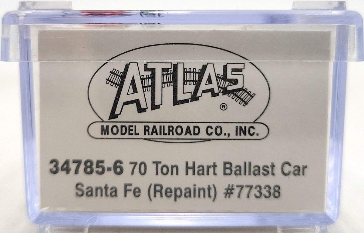 Atlas 34785-6 N Scale Santa Fe 70 Ton Hart Ballast Car #77338 LN/Box