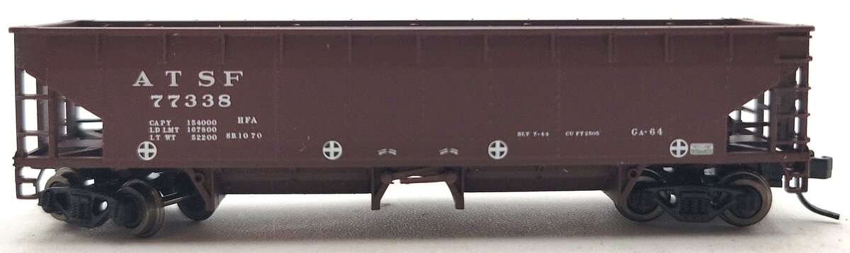 Atlas 34785-6 N Scale Santa Fe 70 Ton Hart Ballast Car #77338 LN/Box