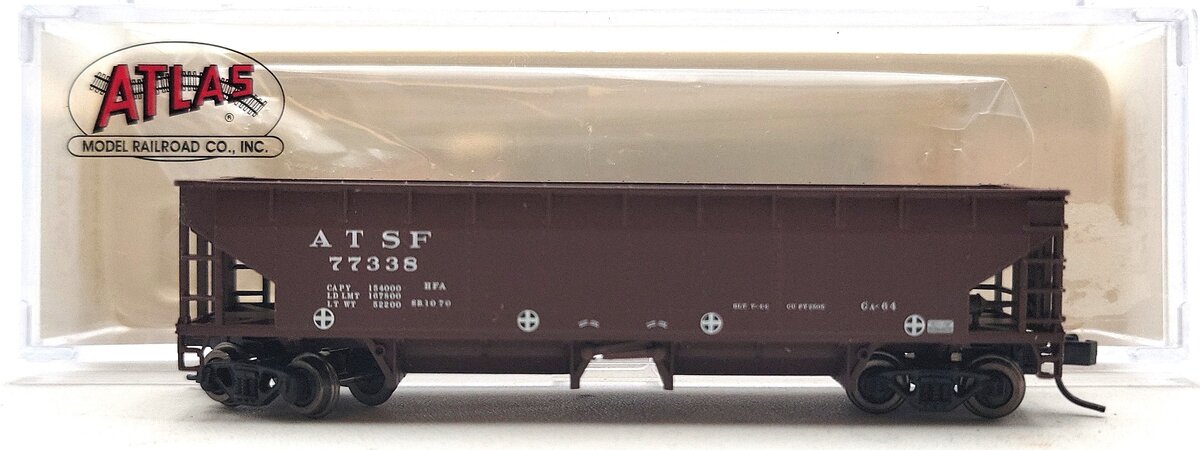 Atlas 34785-6 N Scale Santa Fe 70 Ton Hart Ballast Car #77338 LN/Box