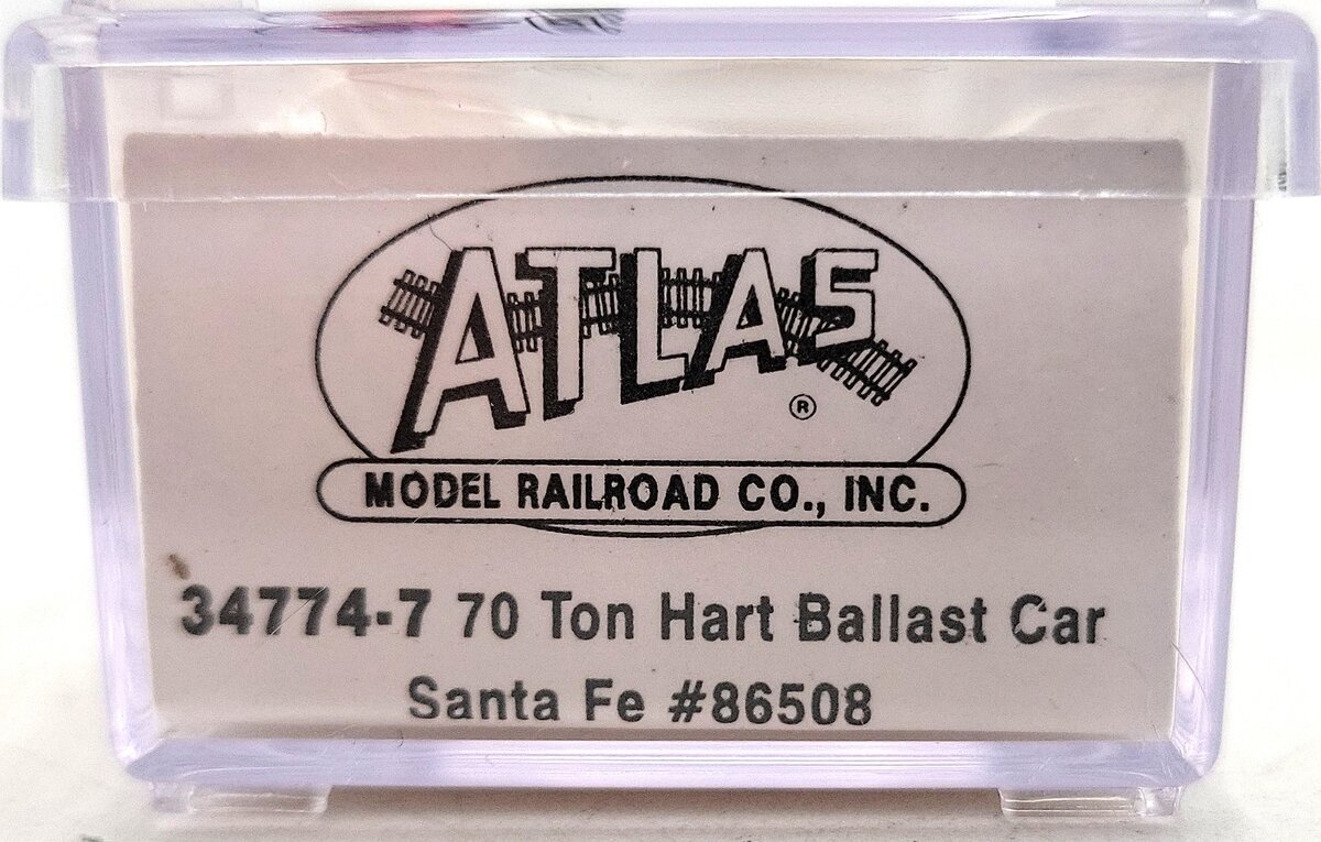 Atlas 34774-7 N Scale ATSF 70 Ton Hart Ballast Car #86508 LN/Box