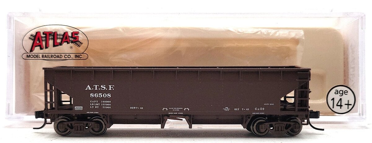 Atlas 34774-7 N Scale ATSF 70 Ton Hart Ballast Car #86508 LN/Box