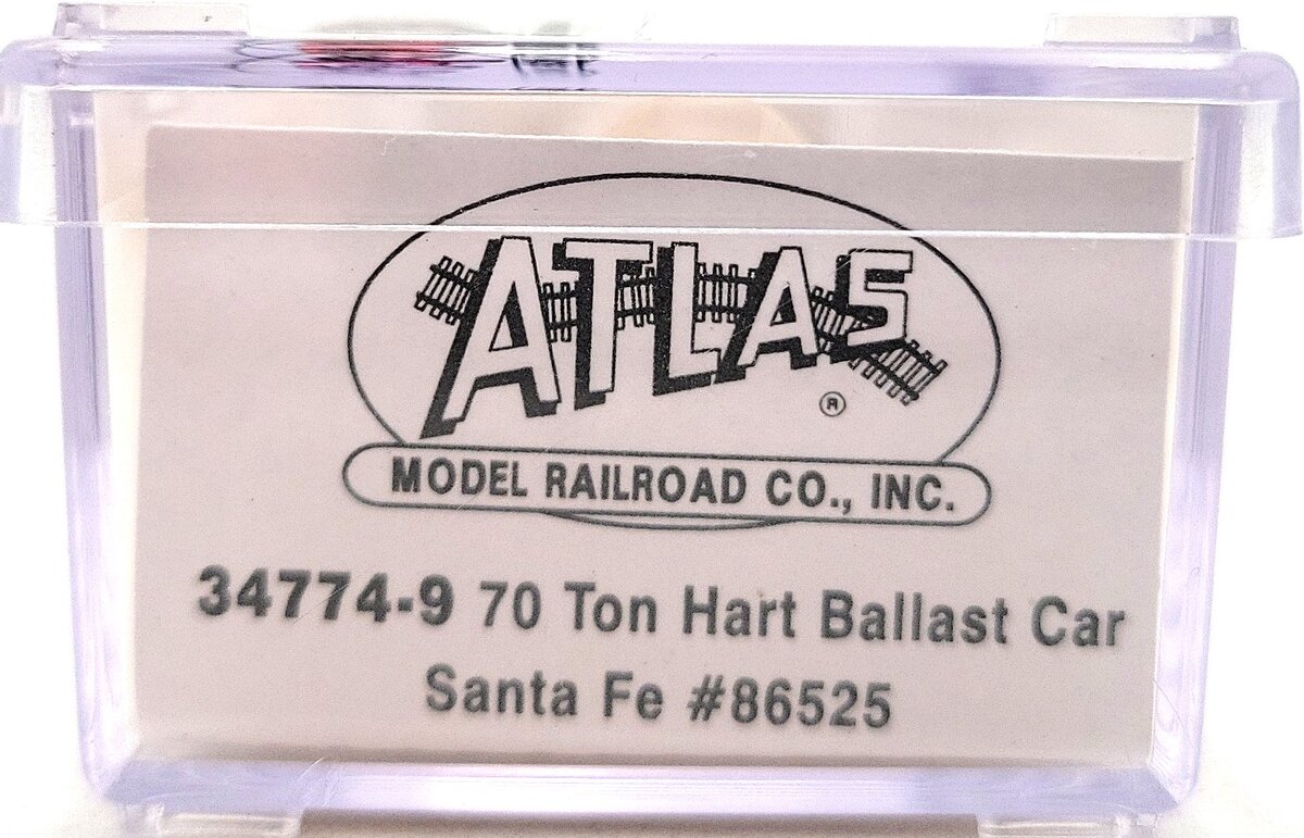 Atlas 34774-9 N Scale ATSF 70 Ton Hart Ballast Car #86525 LN/Box