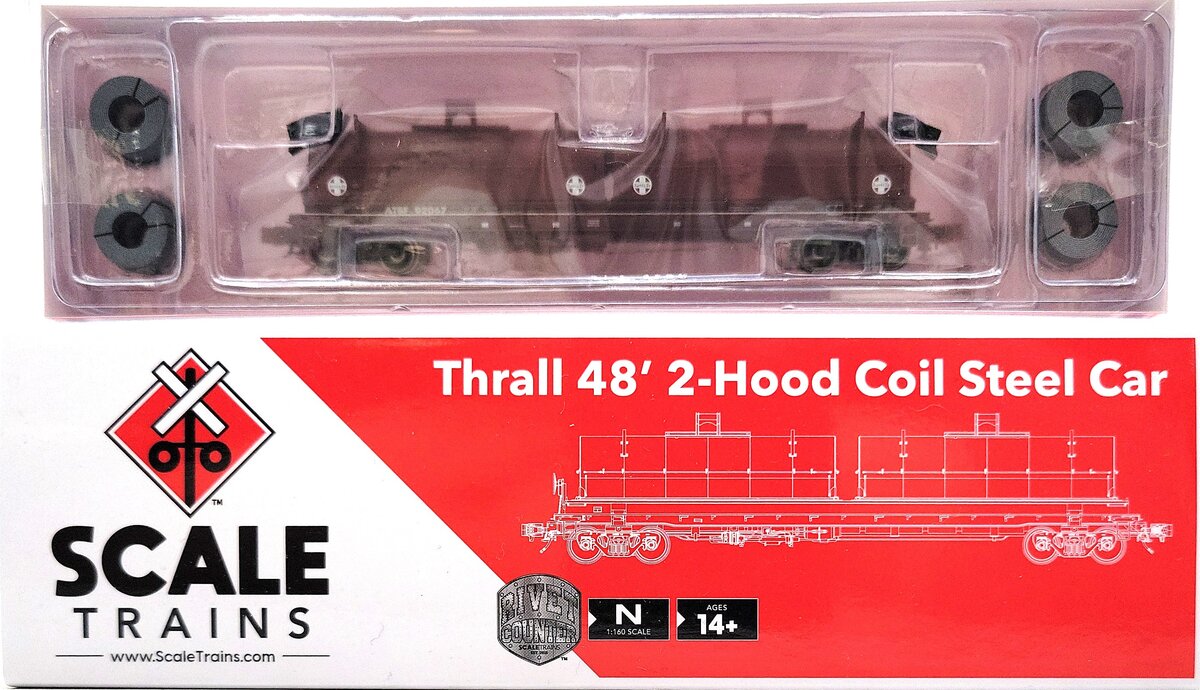 Scale Trains SXT38632 N Santa Fe Thrall 48' Coil Steel Car #92067 NIB