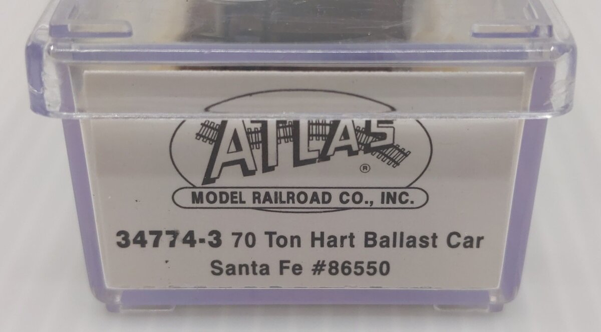 Atlas 34774-3 N Scale ATSF 70 Ton Hart Ballast Car #86550 LN/Box