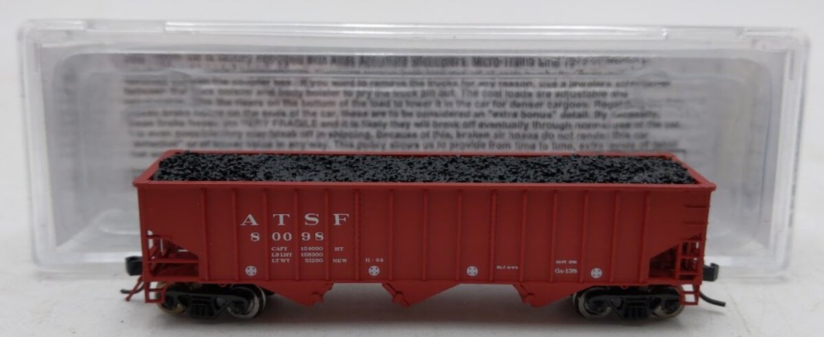 Bluford Shops 14063 N Scale Santa Fe 70T 3 Bay 14 Panel Rib Side Hooper #80098 EX/Box